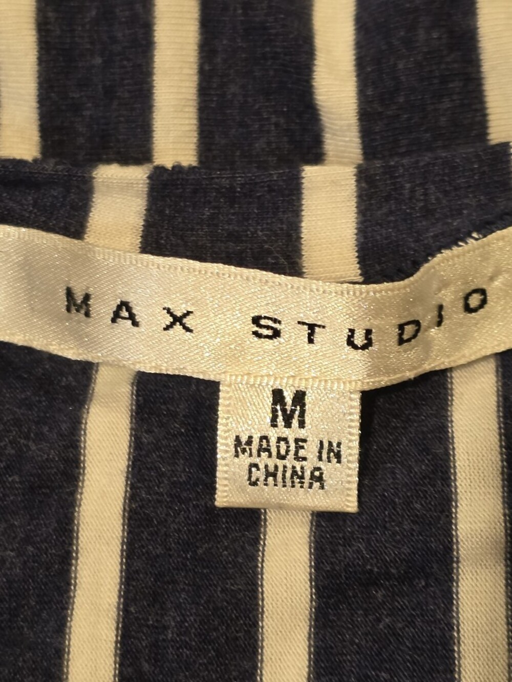 Max Studio Navy & White Striped Sleeveless Wrap Midi Dress. Sz Med. - Picture 5 of 6